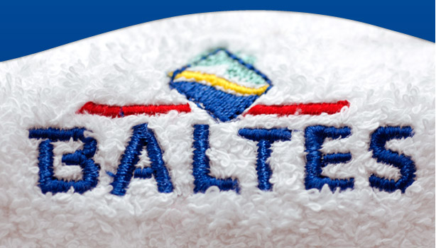 Badetuch mit dem Logo der Firma Baltes Badetuch mit dem Logo der Firma Baltes